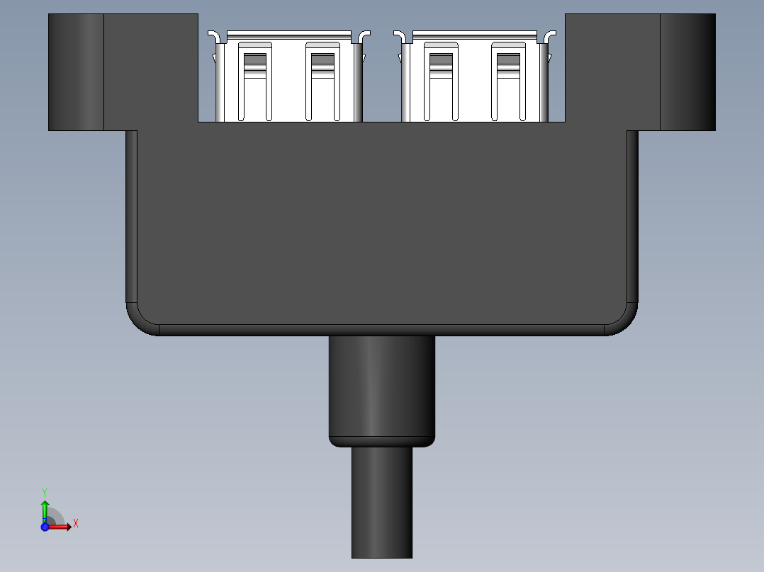 2xusb-port-双USB A型母头带耳朵前视图
