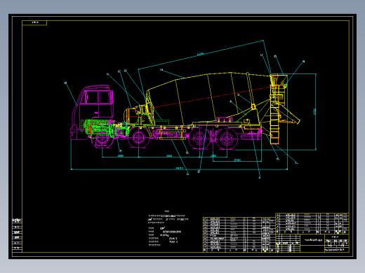 混凝土搅拌运输车AUTOCAD DWG图纸