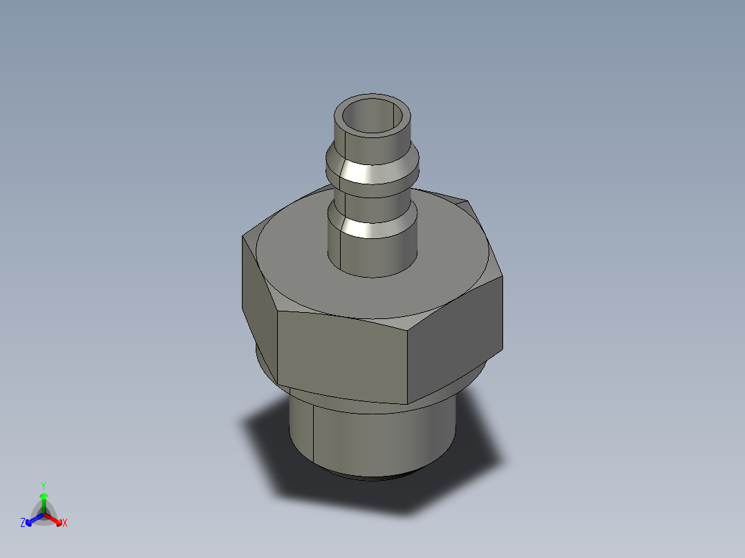 软管用倒钩接头M_5AN_4主视图