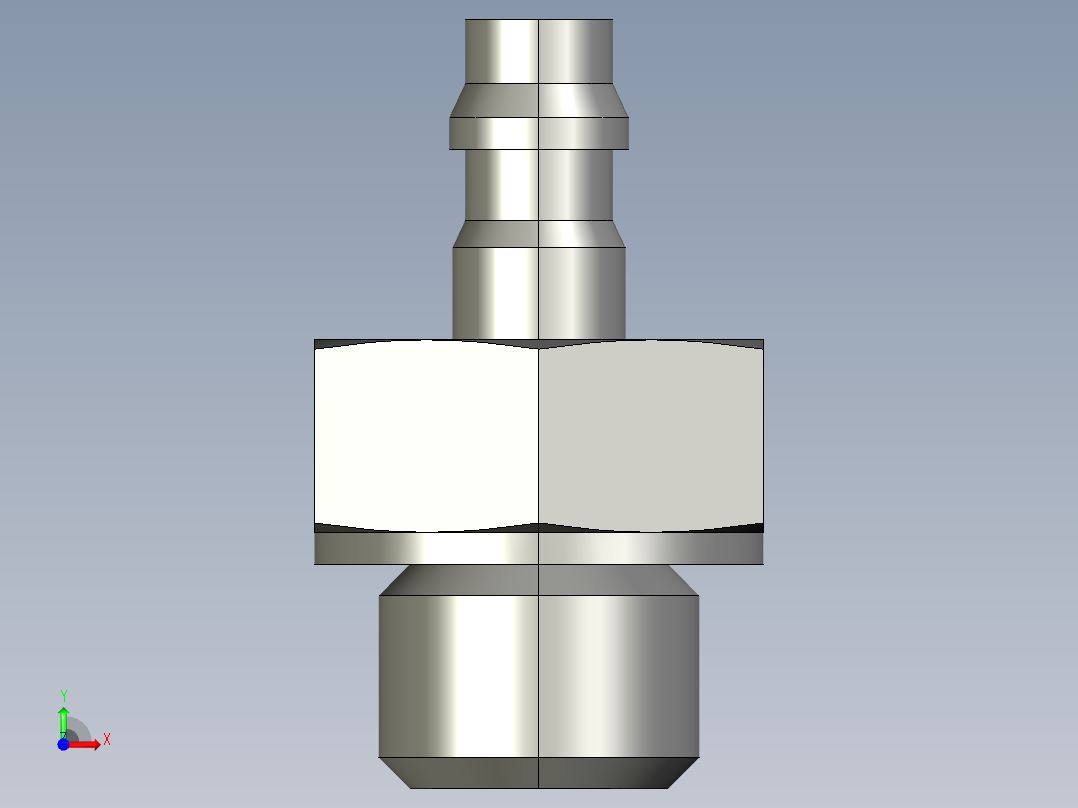 软管用倒钩接头M_5AN_4前视图