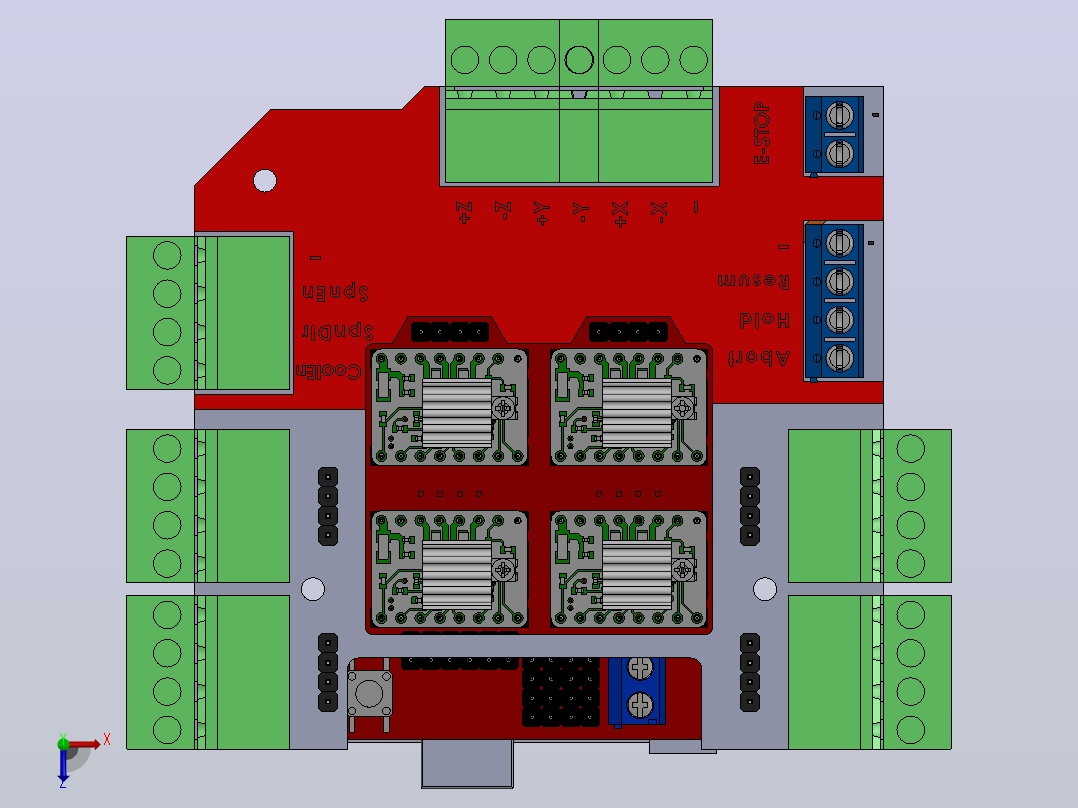 CNC Shield v3的控制器终端适配器俯视图