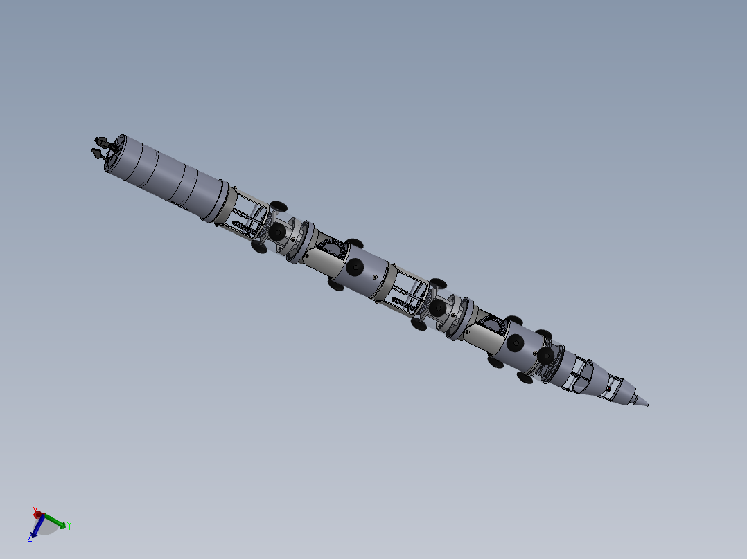 蛇形搜救机器人的原理机构设计CAD图纸SolidWorks三维模型说明主视图