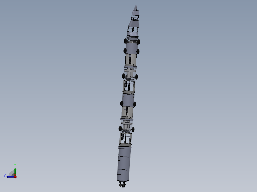 蛇形搜救机器人的原理机构设计CAD图纸SolidWorks三维模型说明右视图