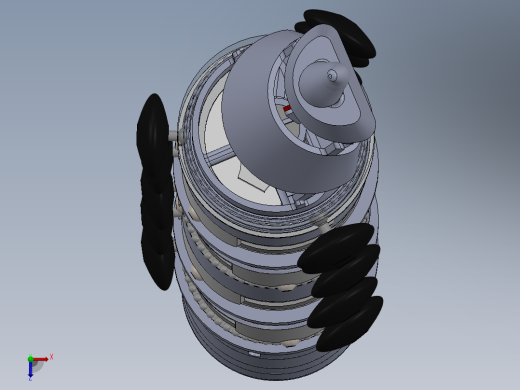 蛇形搜救机器人的原理机构设计CAD图纸SolidWorks三维模型说明俯视缩略图