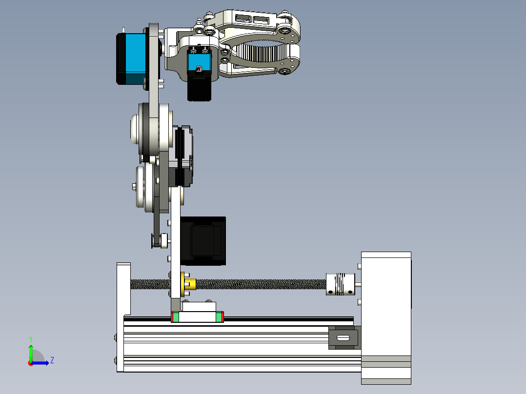 Scara robot 5 DOF机械臂3D数模图纸 STP格式左视图