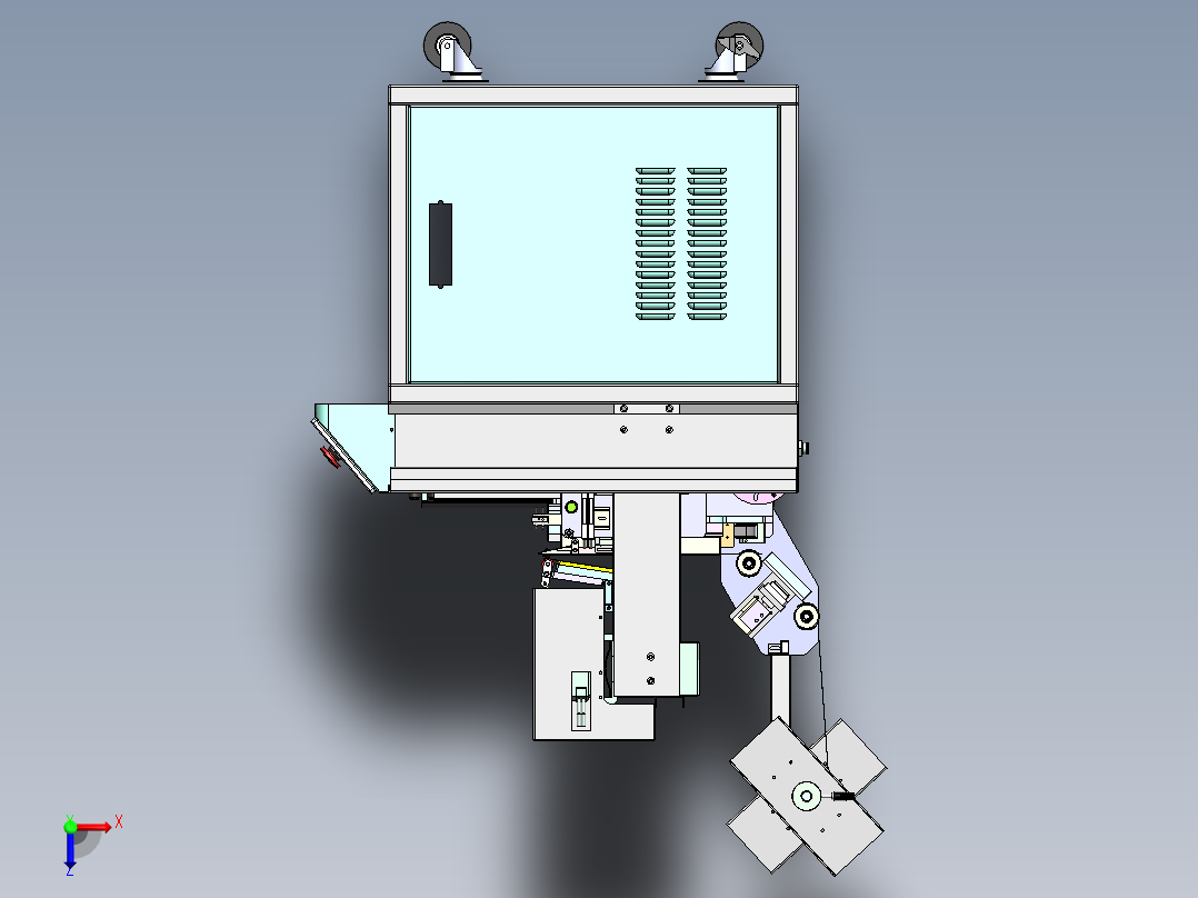 半自动化手工贴合机、桌面型贴标机 3D模型（SolidWorks设计，提供step(stp)_x_t文件）俯视图