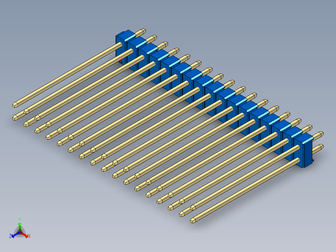彩色公头100mil（2.54mm）系列-DS1021_blue_2x17p_100mil_Type43_rev1.0主视图