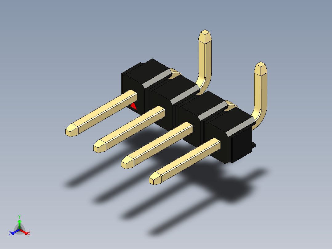 彩色公排针 100mil 2.54mm 系列-DS1022_black_04p_100mil_Type_SMT_R2_rev1.0主视图
