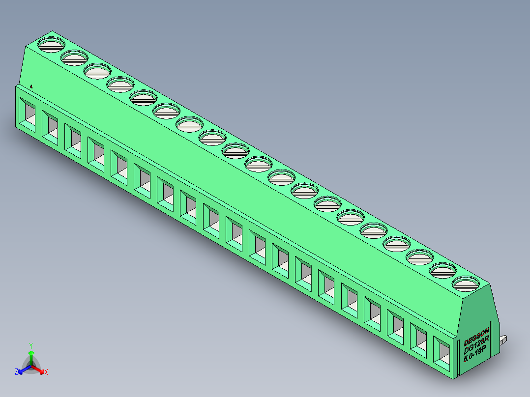DEGSON DG128 系列 5.07.5mm 接线端子-DG128R-5.0-19P-14-00AH主视图