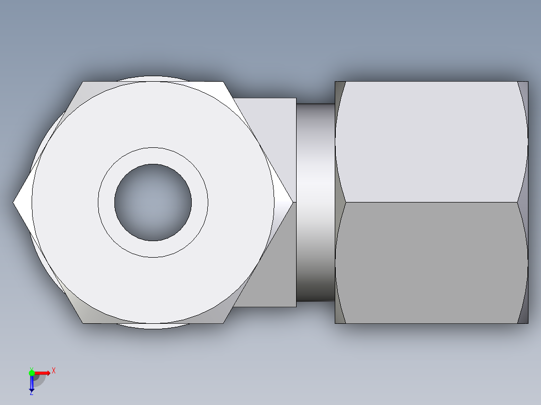 卡套式工业通用硬管接头EO_Adjustable_locknut_run_tee_LEE10SMORCF俯视图