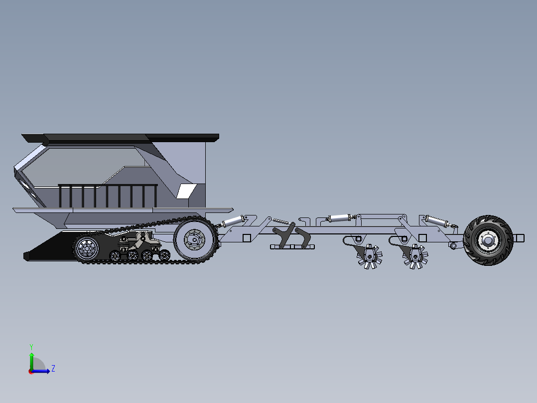 大型农业耕犁机sw20可编辑左视图
