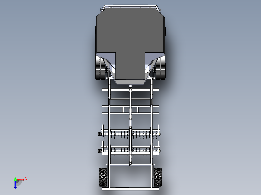 大型农业耕犁机sw20可编辑俯视图