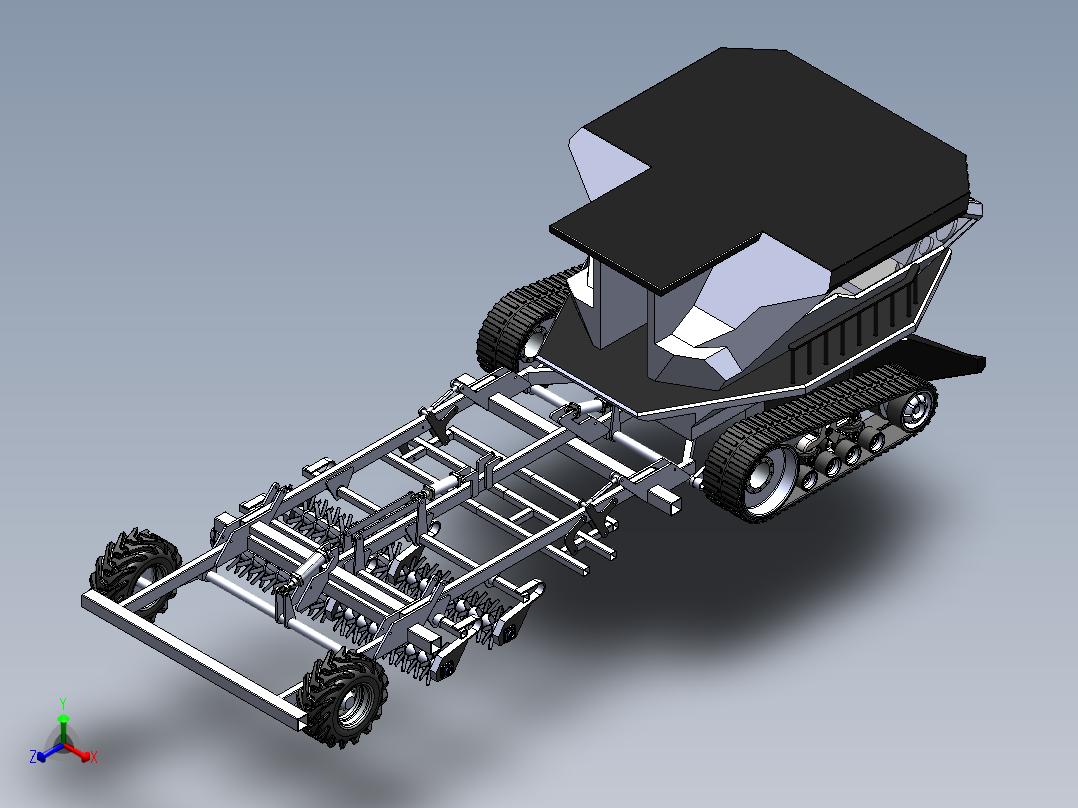 大型农业耕犁机sw20可编辑正等轴测图
