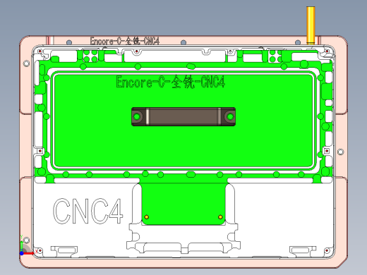铝制笔记本C壳铣槽+钻斜孔治具模型前视缩略图
