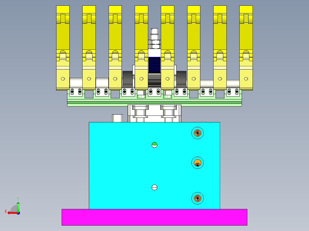 齿轮齿条驱动的夹爪机构后视图