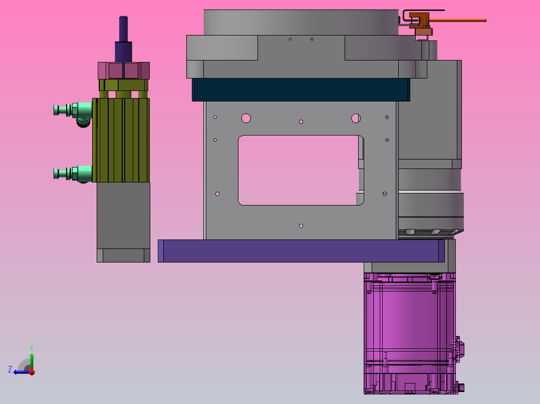 中空旋转台组件右视图