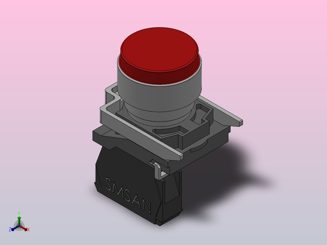 自复型[GQB4-BA31]按钮开关正等轴测图