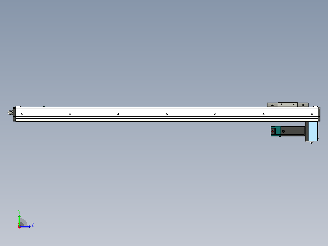 直线运动，行程 1000 mm，底部电机 XNTD10-1000-BM左视图
