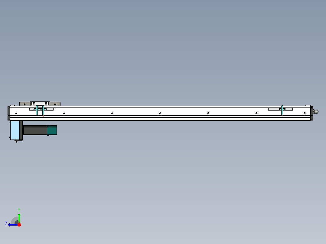 直线运动，行程 1000 mm，底部电机 XNTD10-1000-BM右视图