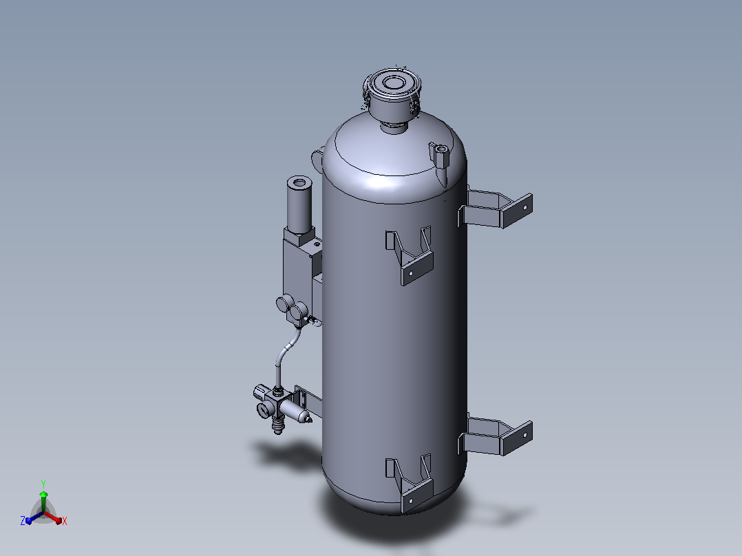 小型100L气动泵组，带多级真空发生器主视图