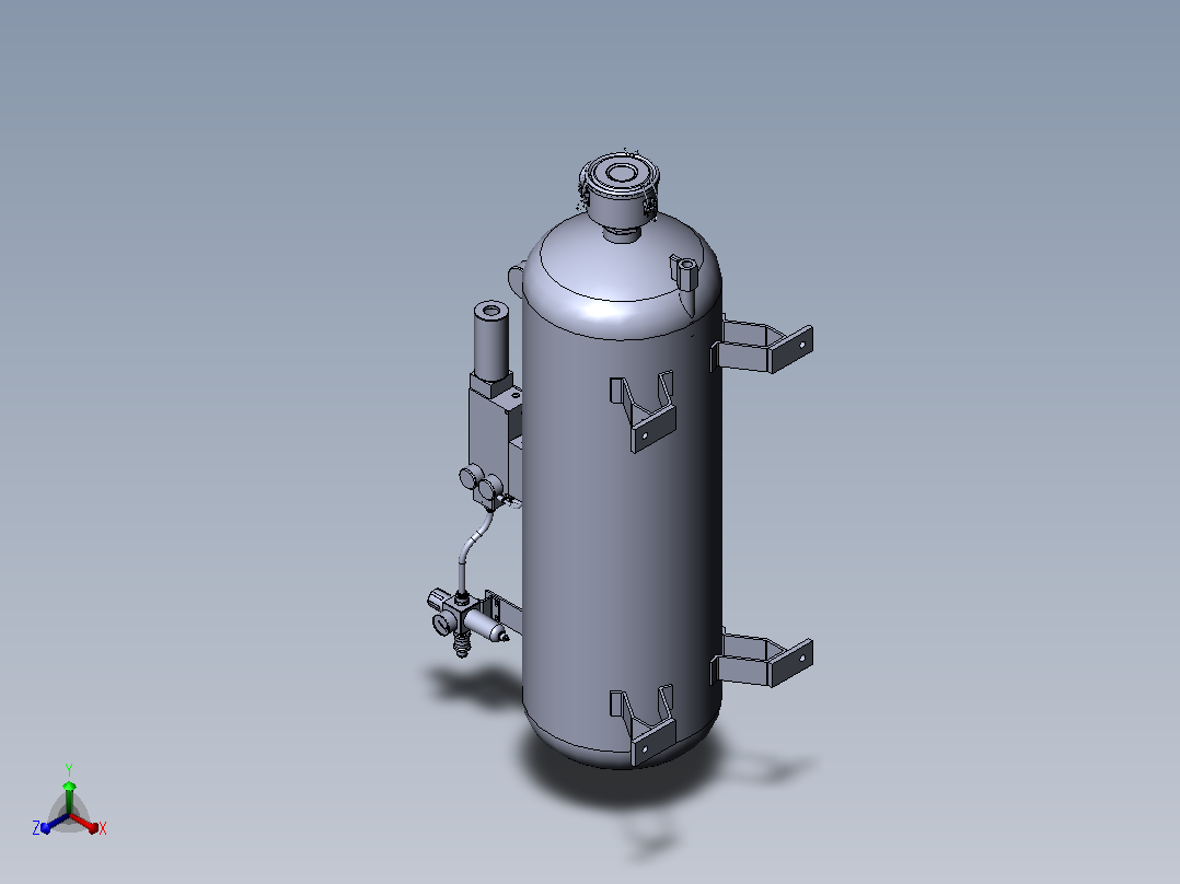 小型100L气动泵组，带多级真空发生器正等轴测图