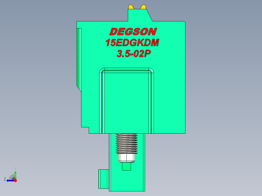 DEGSON 15EDG（公头） 3.5mm 螺钉锁紧，插拔式接线端子 FullPack-15EDGKDM-3.5-02P-14-00AH右视图