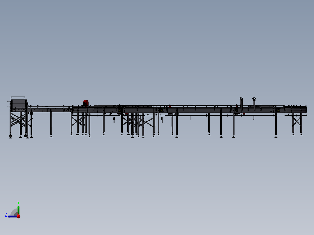 滚筒流水线右视图