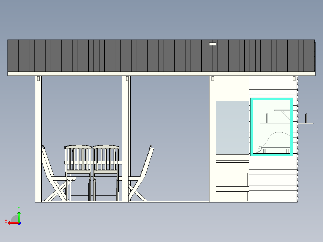 户外开放厨房后视图
