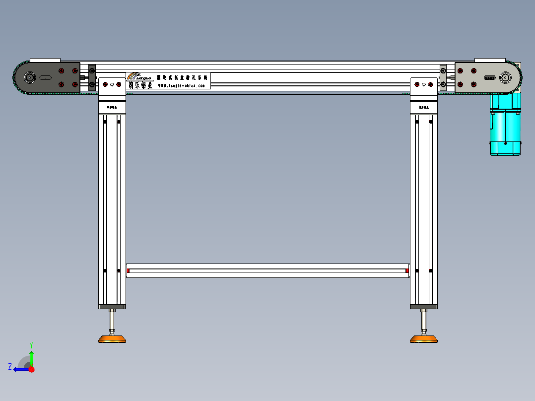 LE-XC4080-重载托盘输送线左直连驱动右视图