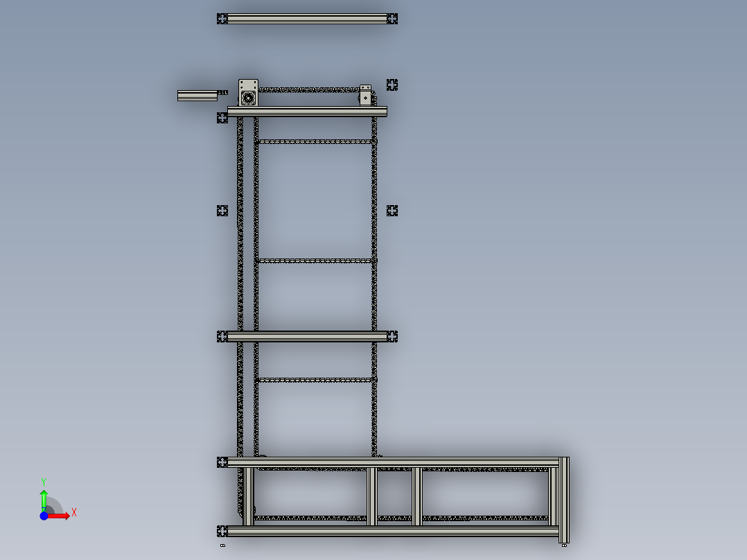 垂直连续式往复式提升链条输送机前视图