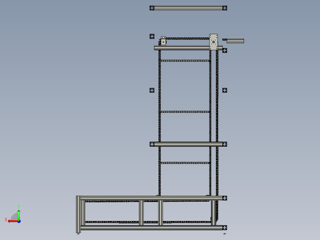 垂直连续式往复式提升链条输送机后视图