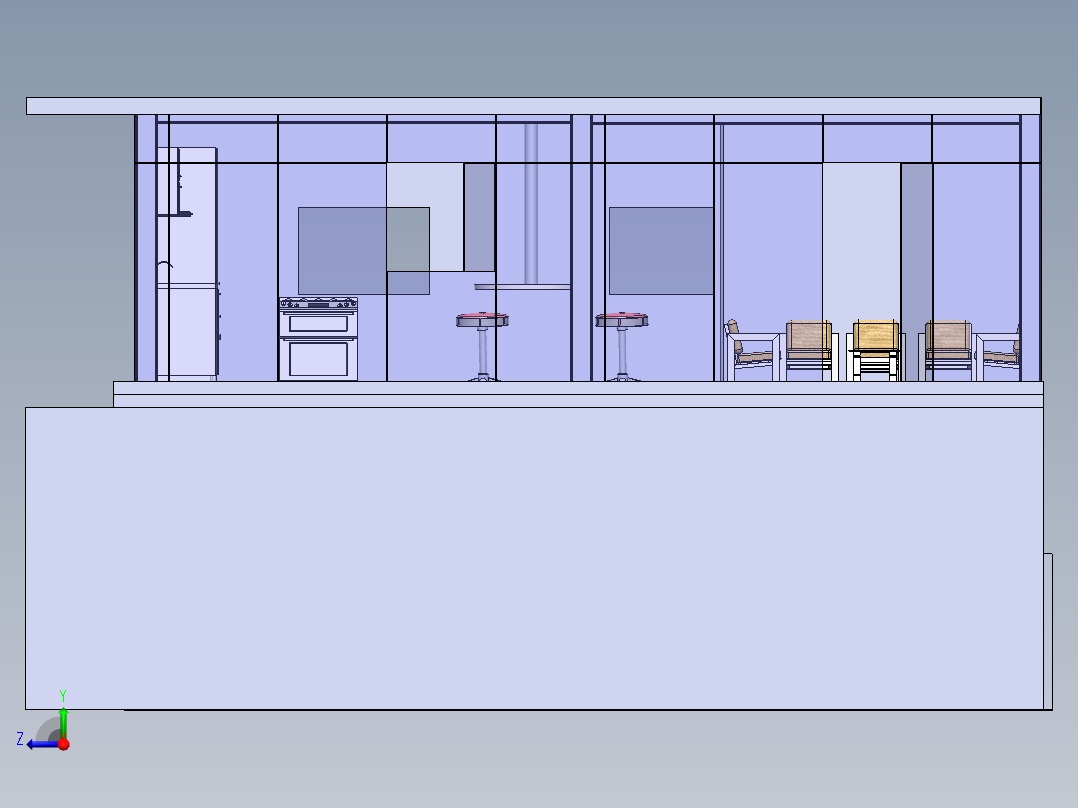 休闲停车场右视图