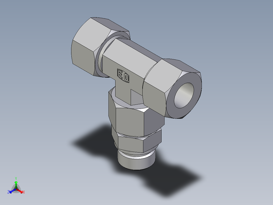 卡套式工业通用硬管接头EO_Assembled_adjustable_standpipe_branch_tee_EVT20SM71主视图