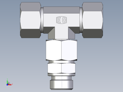 卡套式工业通用硬管接头EO_Assembled_adjustable_standpipe_branch_tee_EVT20SM71前视缩略图