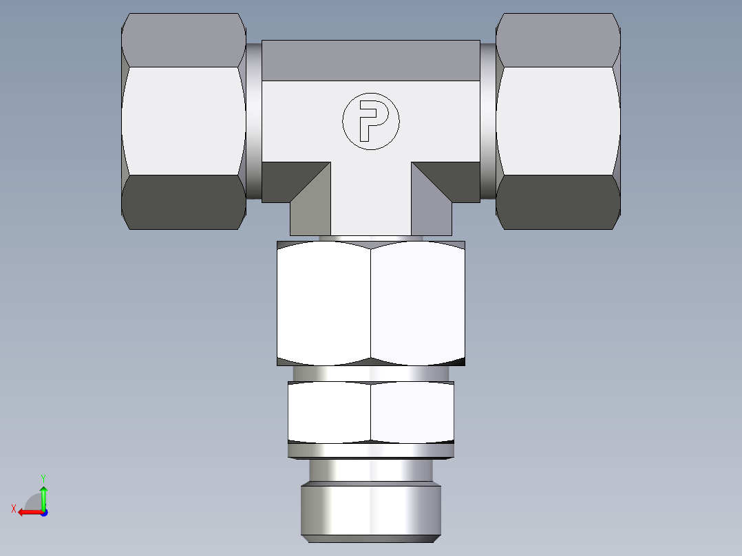卡套式工业通用硬管接头EO_Assembled_adjustable_standpipe_branch_tee_EVT20SM71后视图