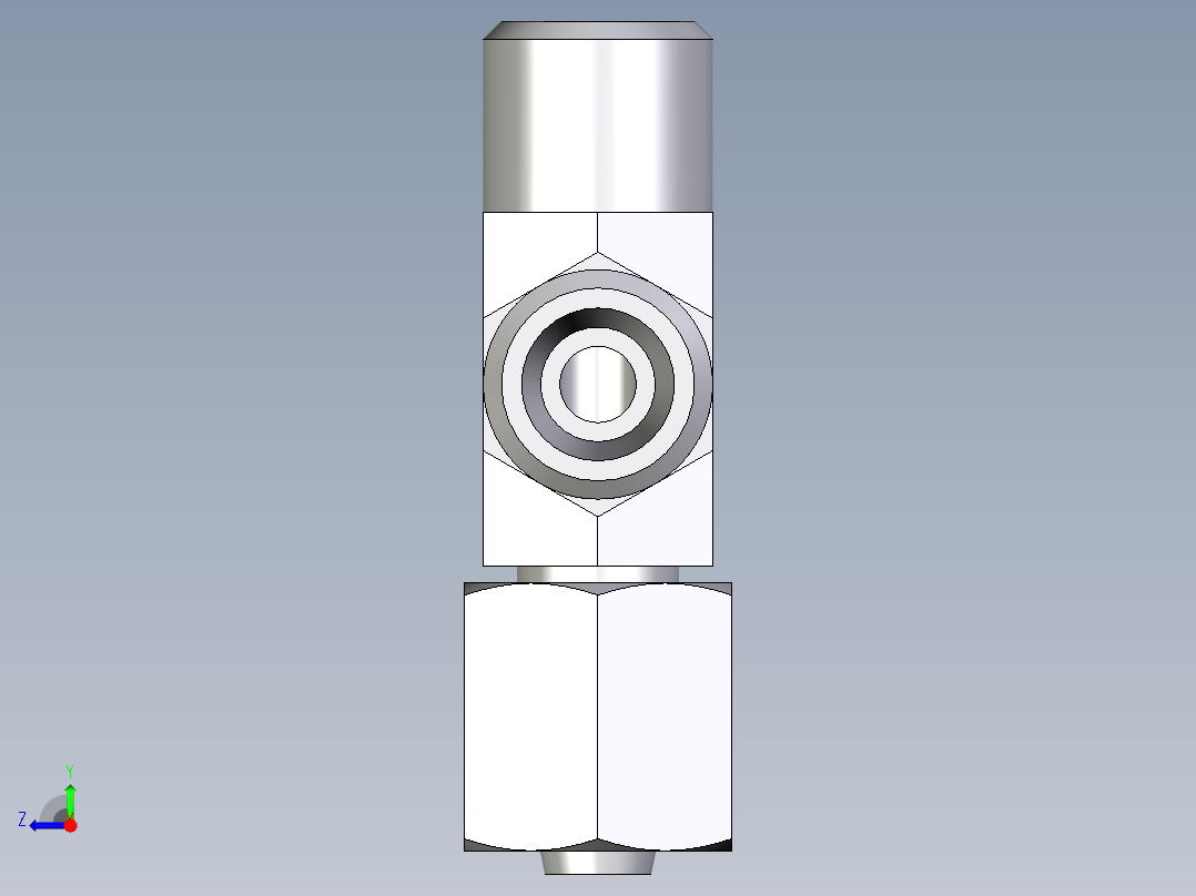 卡套式工业通用硬管接头EO_Swivel_nut_run_tee_EL06LOMD71右视图
