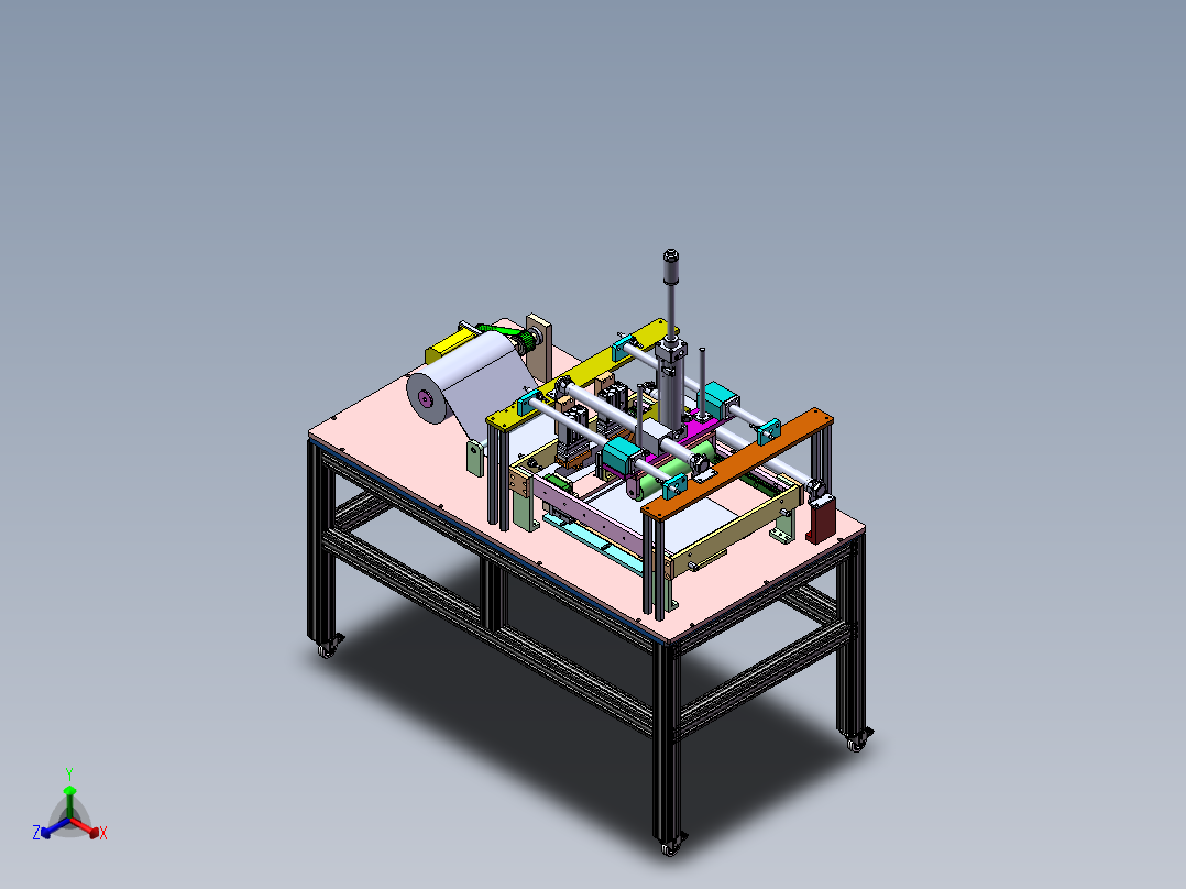 电子产品贴膜机正等轴测图