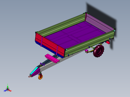 拉机牵引式翻斗自卸车斗正等轴测缩略图