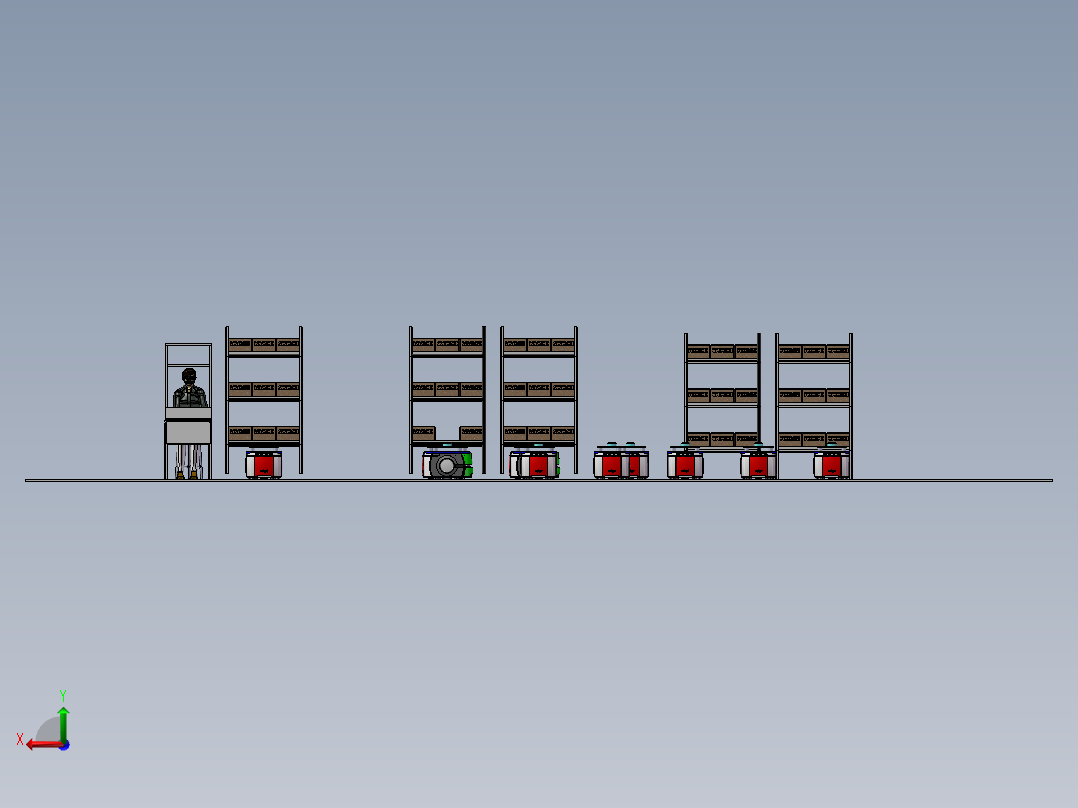 AGV仓库自动拆单系统后视图