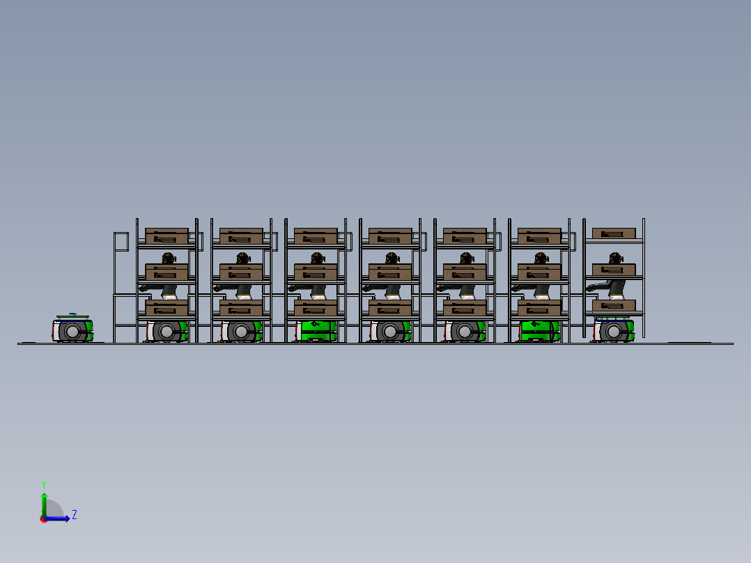 AGV仓库自动拆单系统左视图