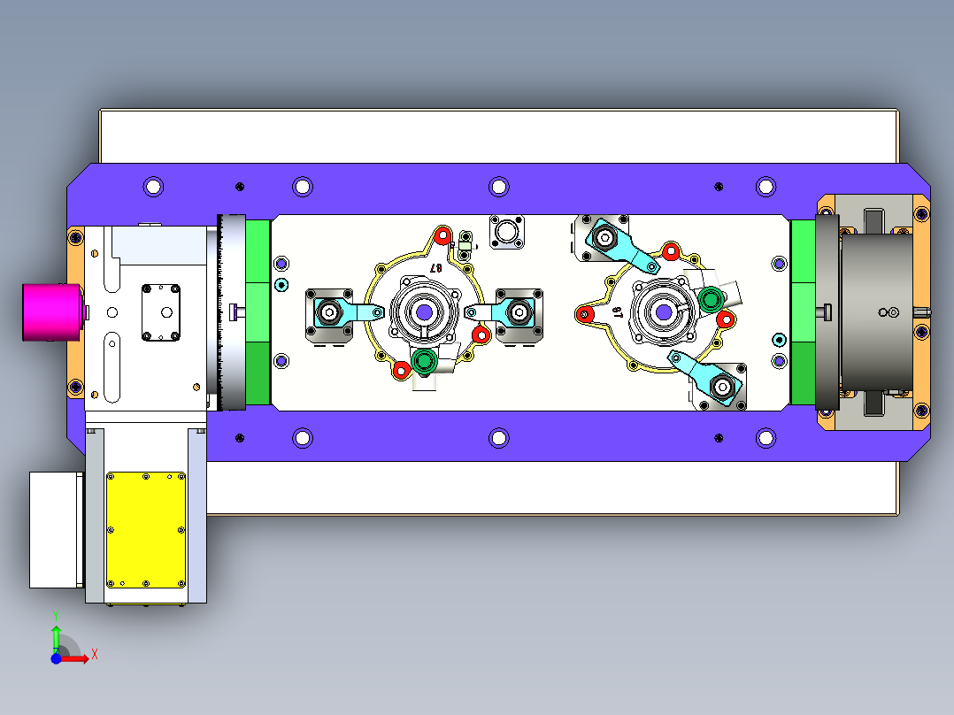 泵体四轴夹具前视图