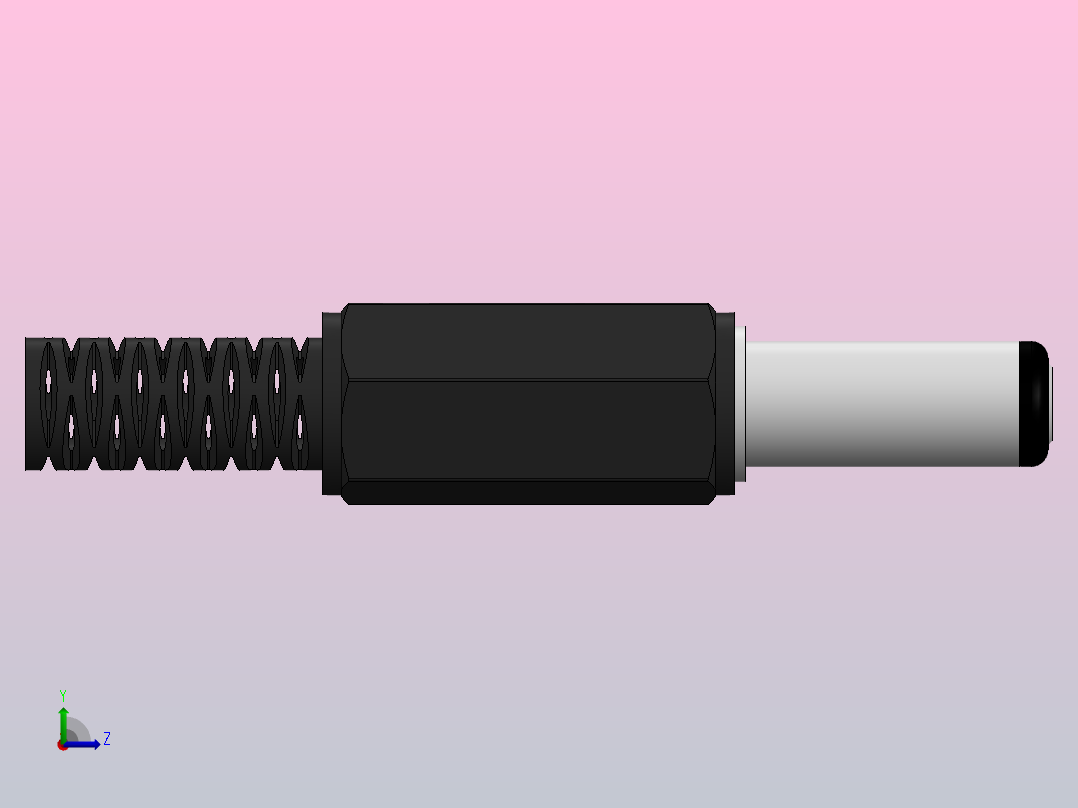 DC电源插头2,5 x 5,5毫米左视图