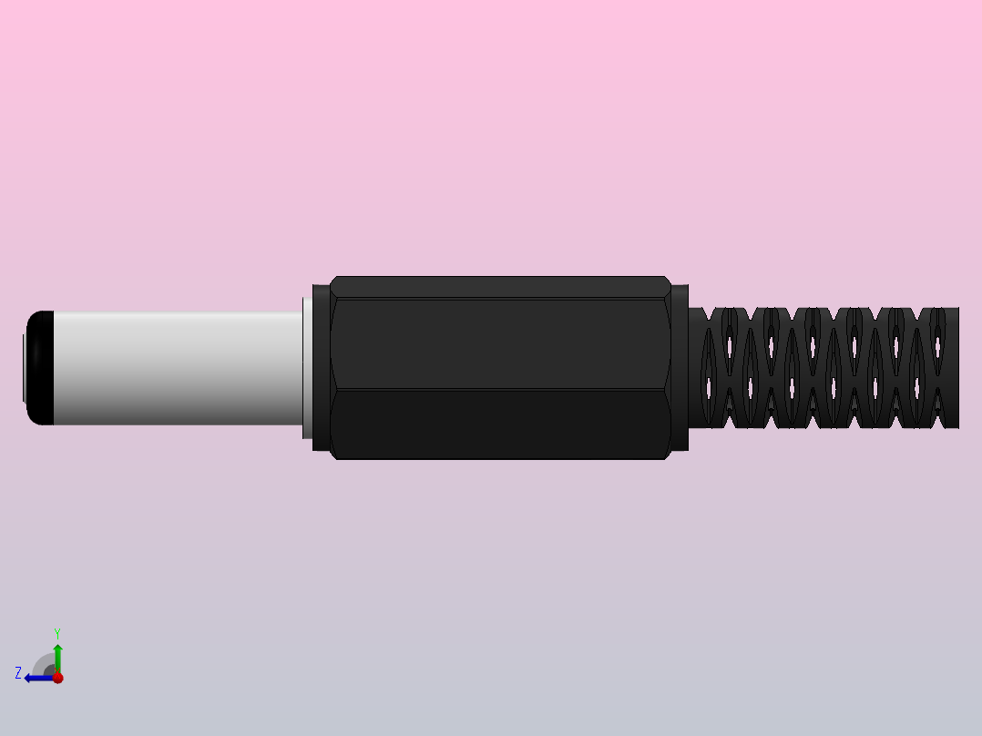 DC电源插头2,5 x 5,5毫米右视图