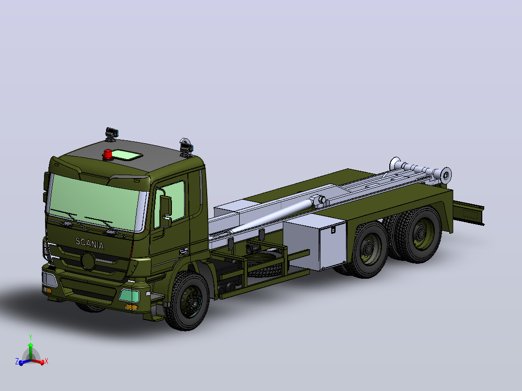钩臂式起重卡车3D图纸 Solidworks设计主视图