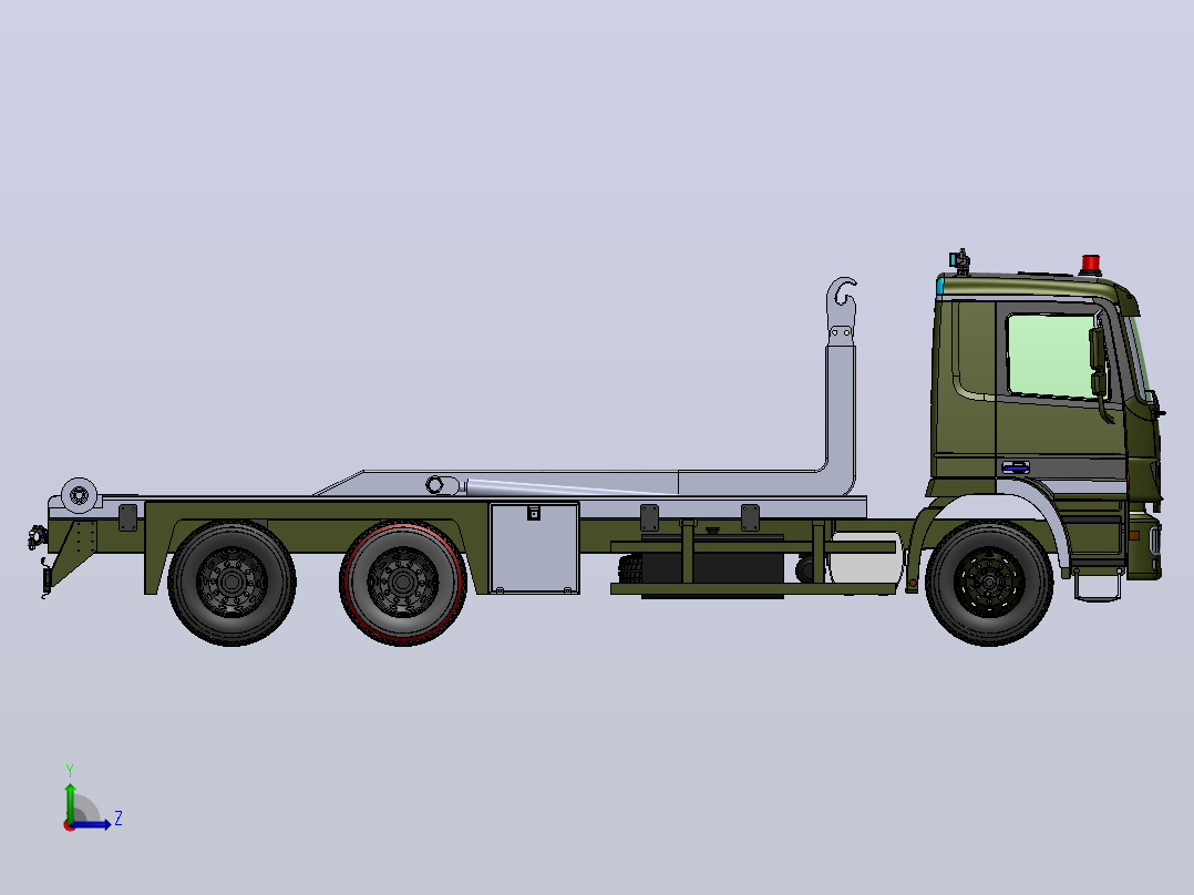 钩臂式起重卡车3D图纸 Solidworks设计左视图
