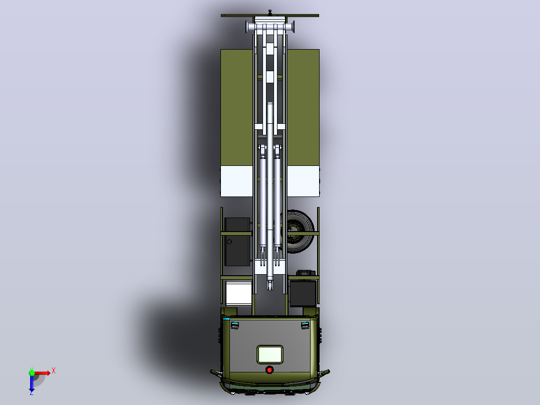 钩臂式起重卡车3D图纸 Solidworks设计俯视图