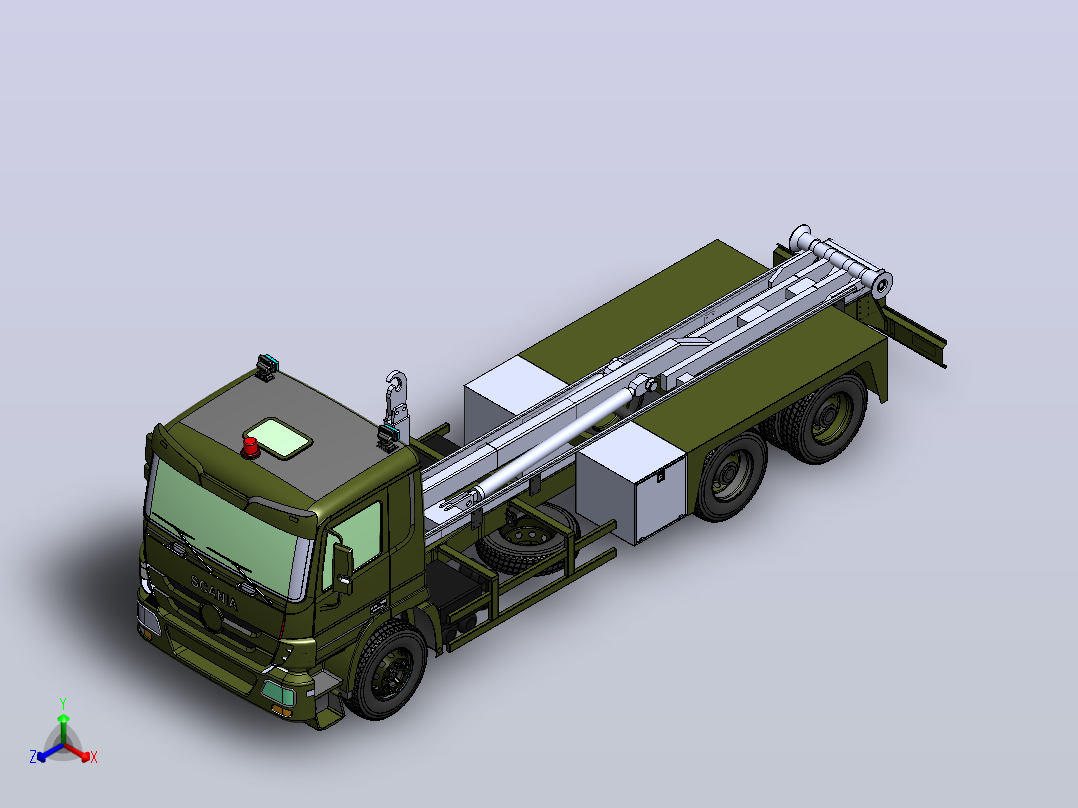 钩臂式起重卡车3D图纸 Solidworks设计正等轴测图