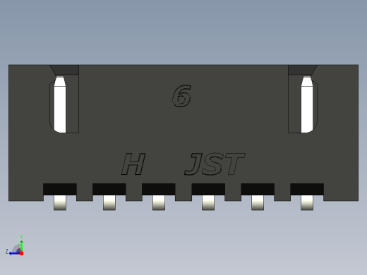 黑色JST XH 6针连接器P 2 54mm有角度右视缩略图