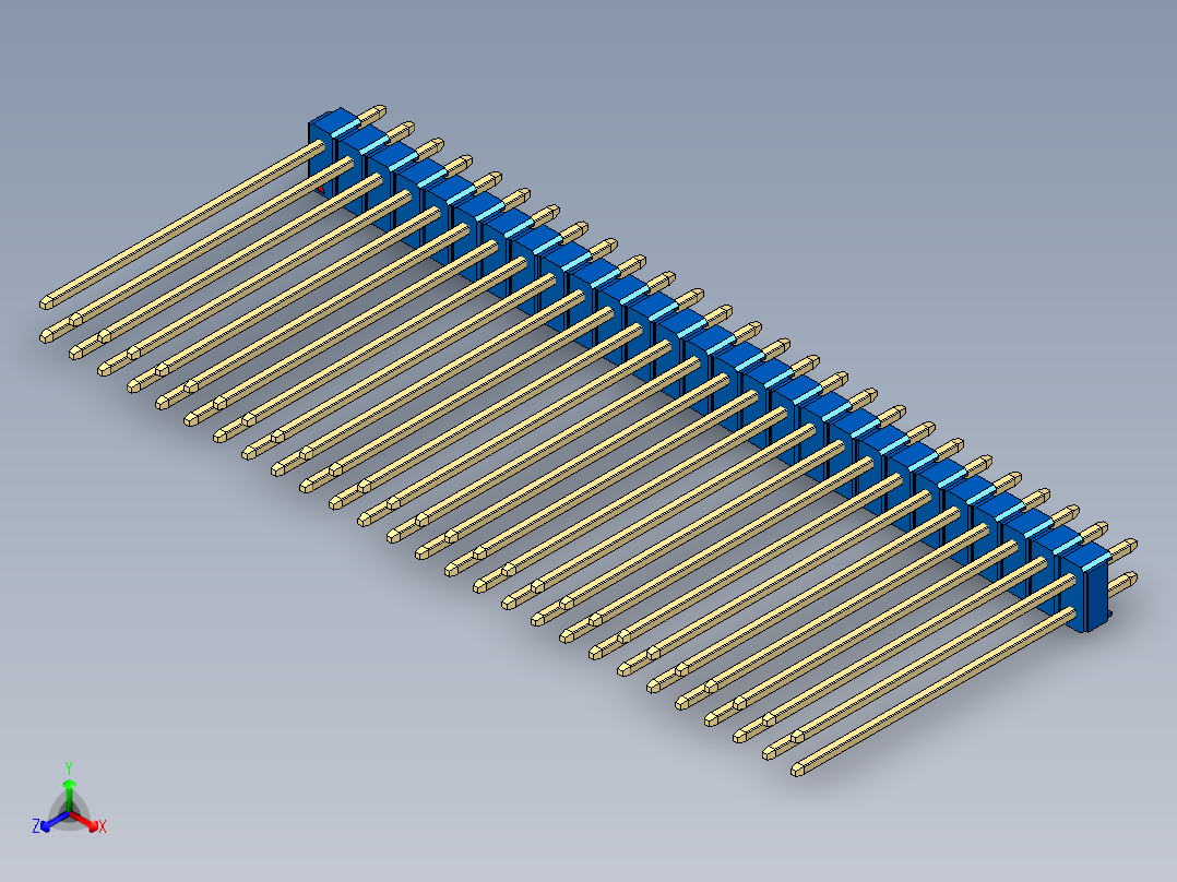 彩色公头100mil（2.54mm）系列-DS1021_blue_2x27p_100mil_Type43_rev1.0主视图