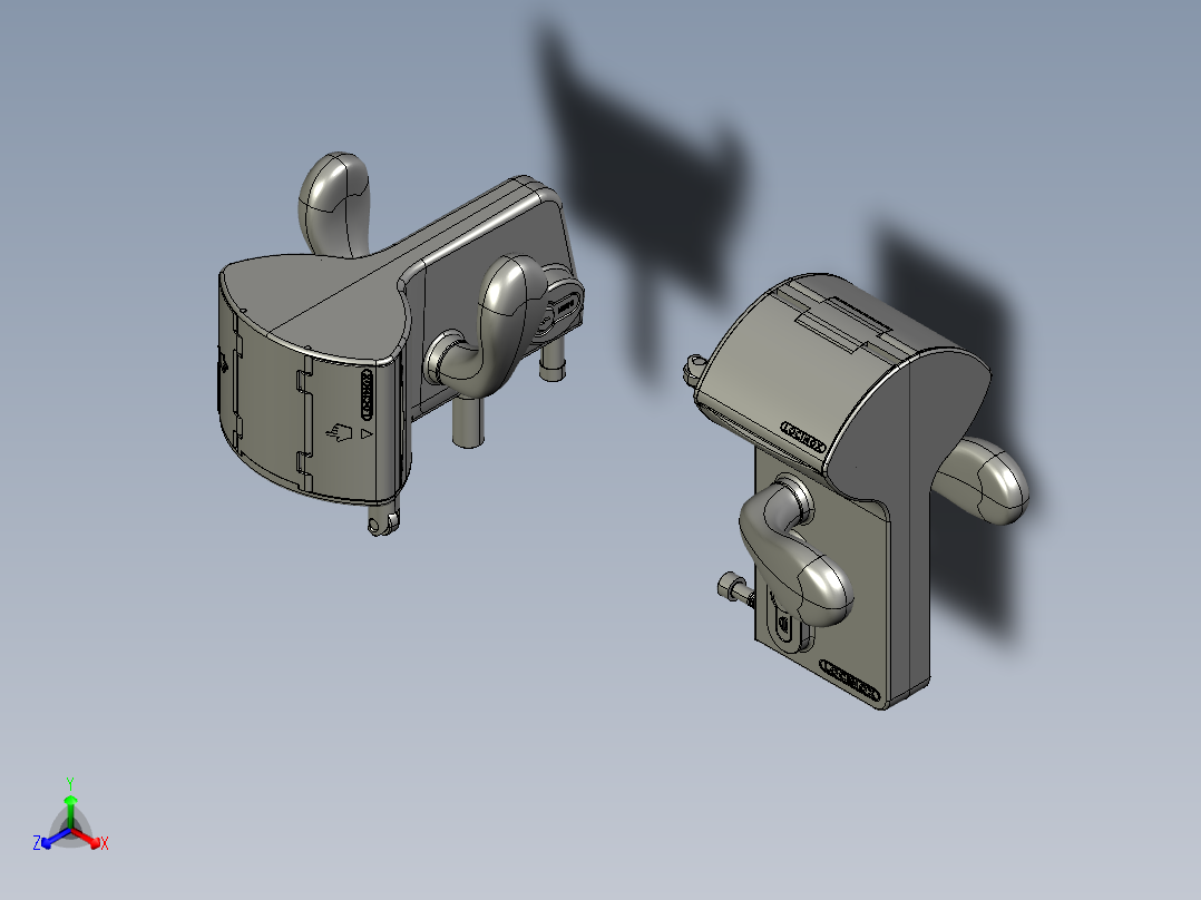 2款表面安装机械密码锁正等轴测图